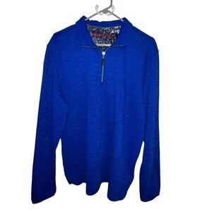 Robert Graham ADRIFT Quarter Zip Pullover Men's Blue‎ Sweater Large Classic Euc